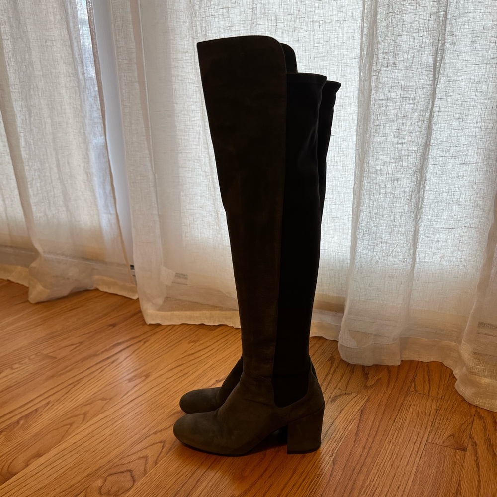 Stuart Weitzman Halftime Suede Boots, Slate Gray - image 4